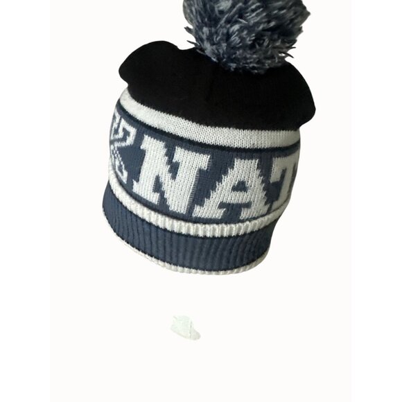 Victorias Secret PINK Nation OS / TU Black & Grey Knit Pom Pom Beanie Hat - Picture 3 of 6